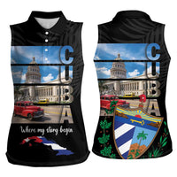 Cuba El Capitolio Women Sleeveless Polo Shirt Where My Story Begin - Wonder Print Shop