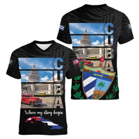 Cuba El Capitolio Women V-Neck T-Shirt Where My Story Begin - Wonder Print Shop
