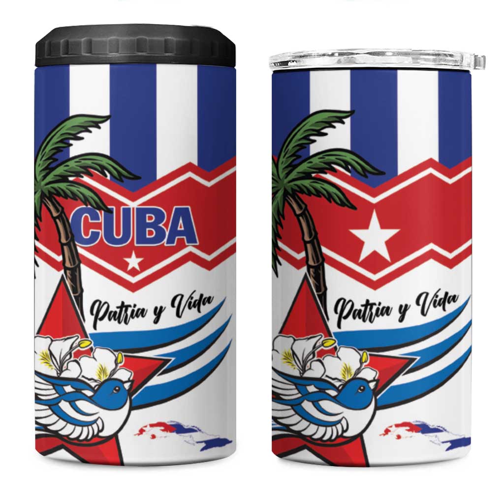 Cuba Patria Y Vida 4 in 1 Can Cooler Tumbler Cuban Trogon Unique - Wonder Print Shop