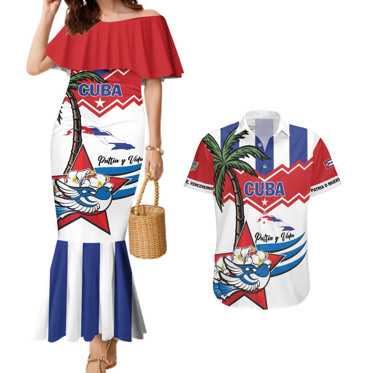 Cuba Patria Y Vida Couples Matching Mermaid Dress and Hawaiian Shirt Cuban Trogon Unique - Wonder Print Shop