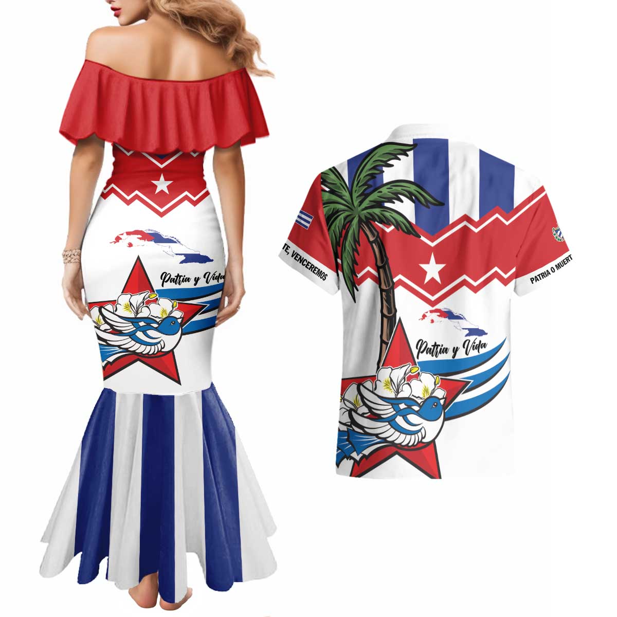 Cuba Patria Y Vida Couples Matching Mermaid Dress and Hawaiian Shirt Cuban Trogon Unique - Wonder Print Shop