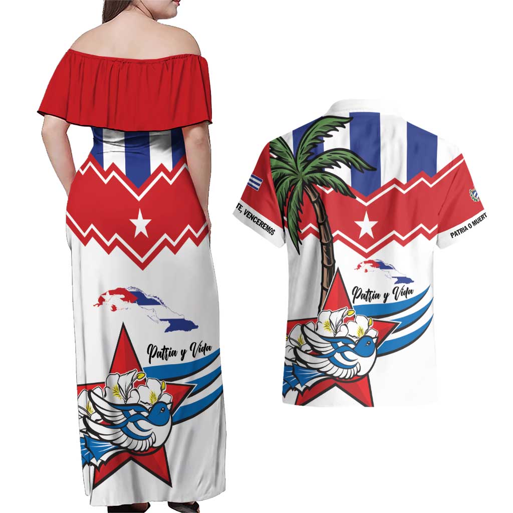 Cuba Patria Y Vida Couples Matching Off Shoulder Maxi Dress and Hawaiian Shirt Cuban Trogon Unique - Wonder Print Shop