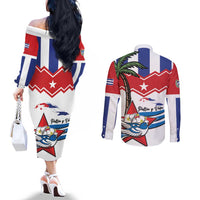 Cuba Patria Y Vida Couples Matching Off The Shoulder Long Sleeve Dress and Long Sleeve Button Shirt Cuban Trogon Unique