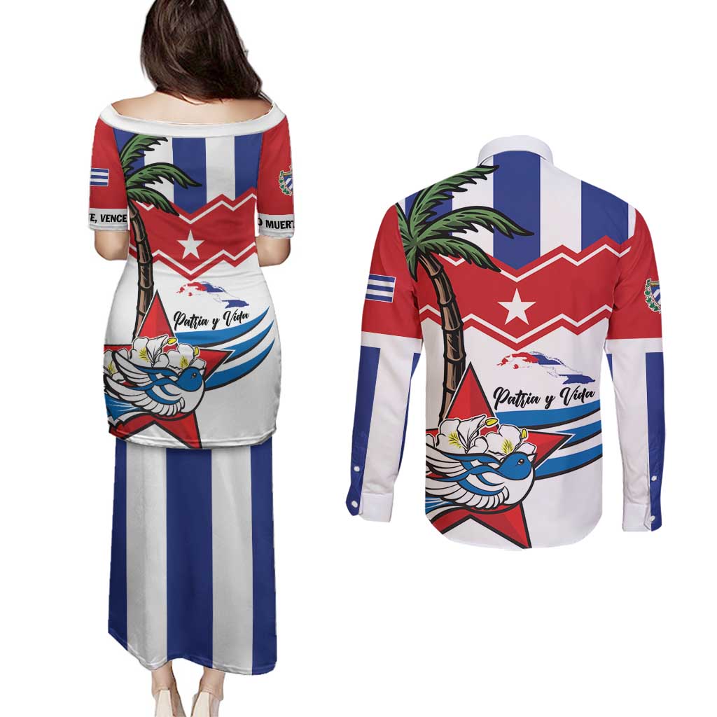 Cuba Patria Y Vida Couples Matching Puletasi and Long Sleeve Button Shirt Cuban Trogon Unique - Wonder Print Shop