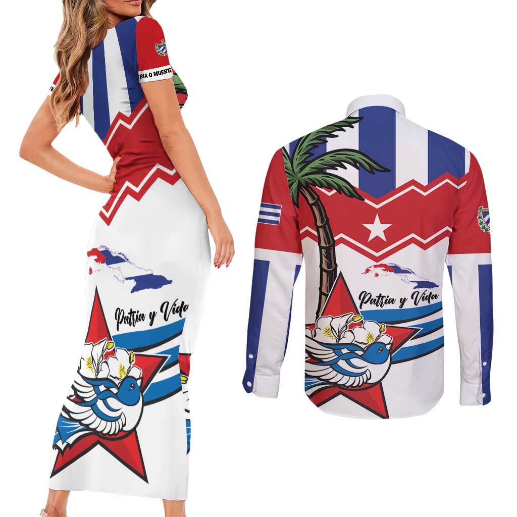 Cuba Patria Y Vida Couples Matching Short Sleeve Bodycon Dress and Long Sleeve Button Shirt Cuban Trogon Unique - Wonder Print Shop