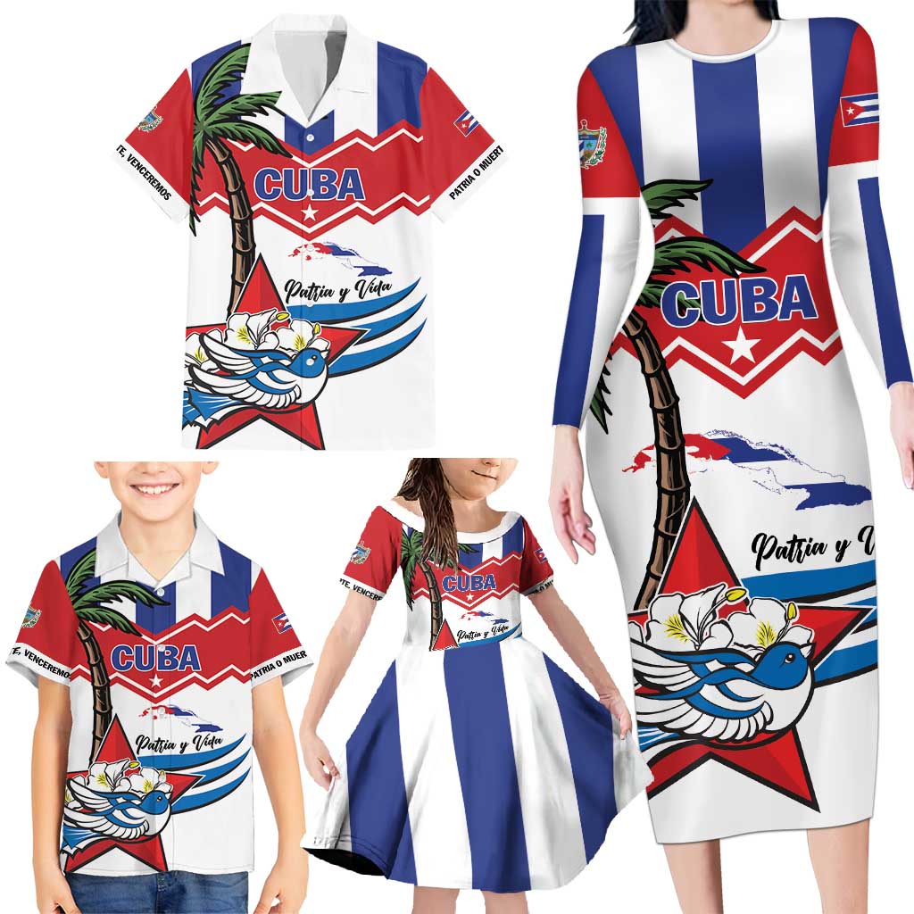 Cuba Patria Y Vida Family Matching Long Sleeve Bodycon Dress and Hawaiian Shirt Cuban Trogon Unique - Wonder Print Shop