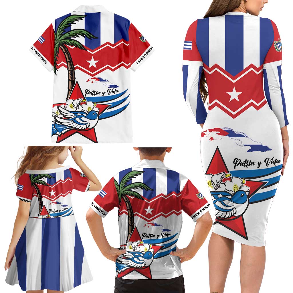 Cuba Patria Y Vida Family Matching Long Sleeve Bodycon Dress and Hawaiian Shirt Cuban Trogon Unique - Wonder Print Shop