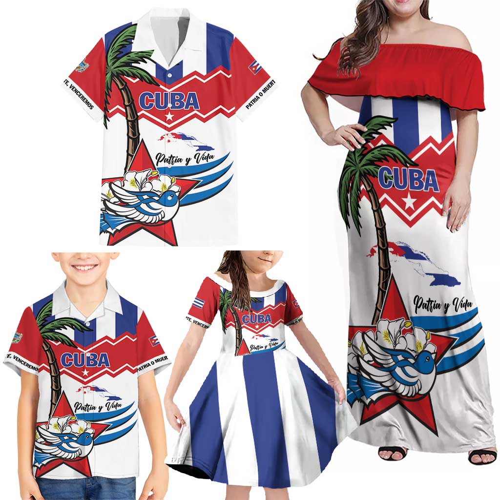 Cuba Patria Y Vida Family Matching Off Shoulder Maxi Dress and Hawaiian Shirt Cuban Trogon Unique - Wonder Print Shop