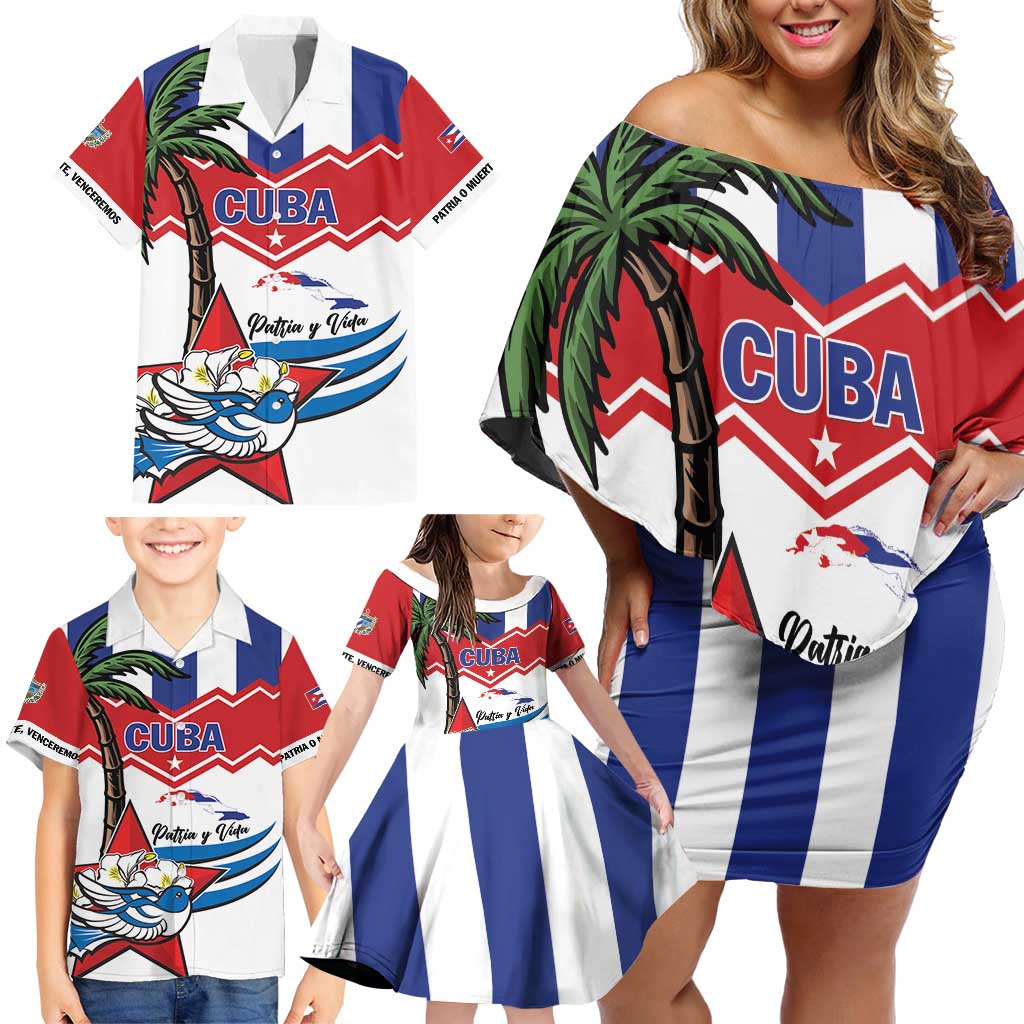 Cuba Patria Y Vida Family Matching Off Shoulder Short Dress and Hawaiian Shirt Cuban Trogon Unique - Wonder Print Shop