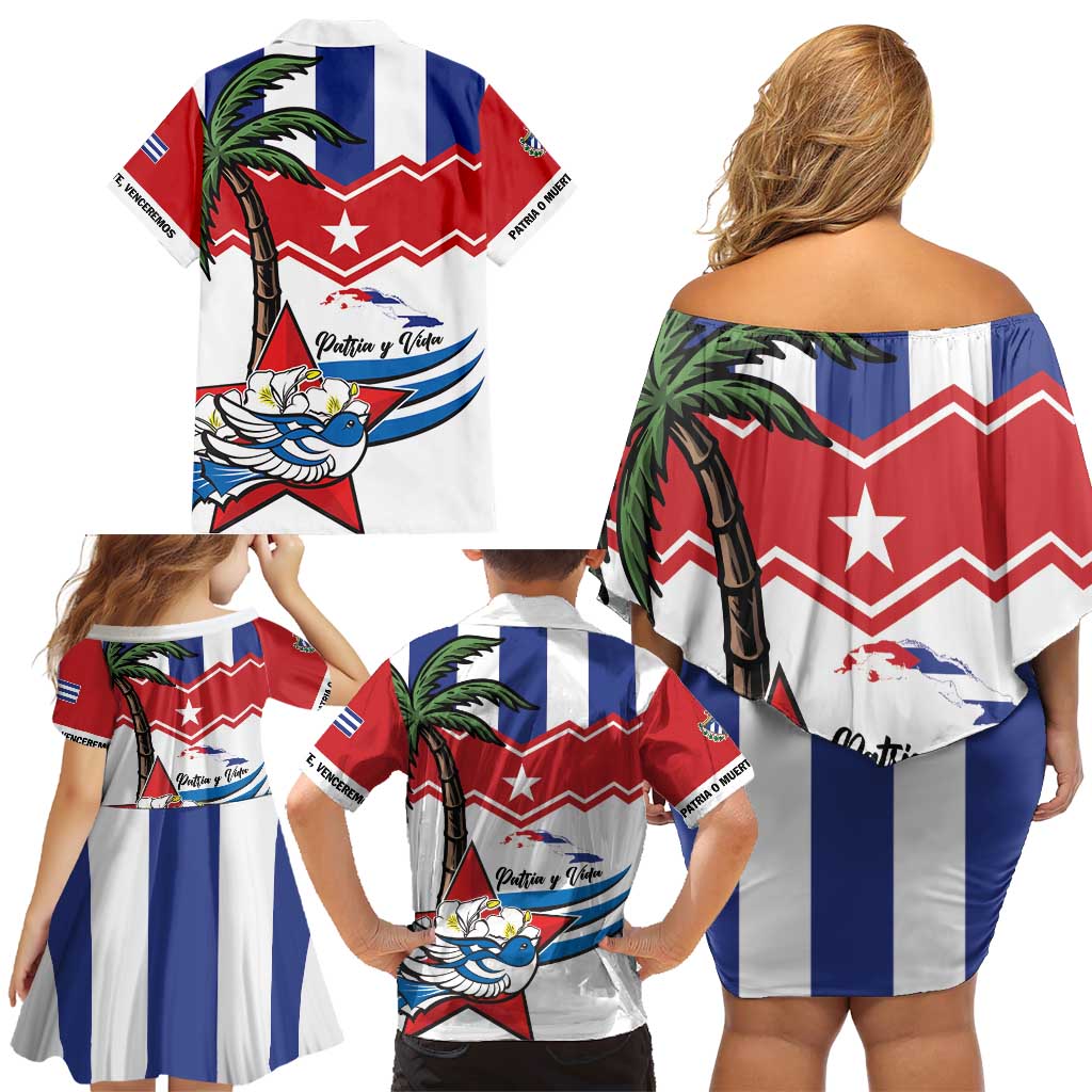 Cuba Patria Y Vida Family Matching Off Shoulder Short Dress and Hawaiian Shirt Cuban Trogon Unique - Wonder Print Shop