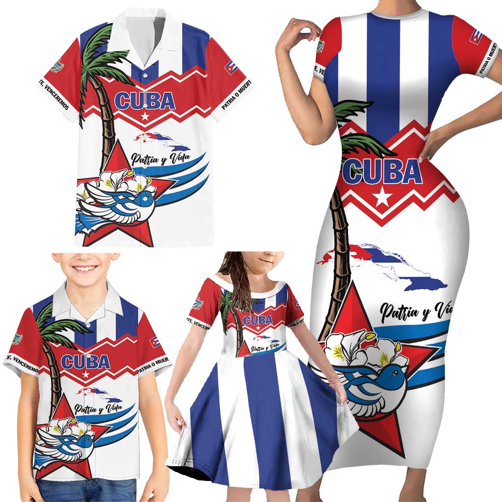Cuba Patria Y Vida Family Matching Short Sleeve Bodycon Dress and Hawaiian Shirt Cuban Trogon Unique - Wonder Print Shop