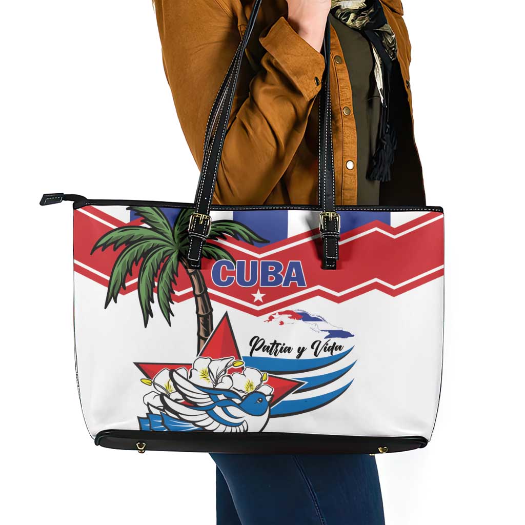 Cuba Patria Y Vida Leather Tote Bag Cuban Trogon Unique - Wonder Print Shop