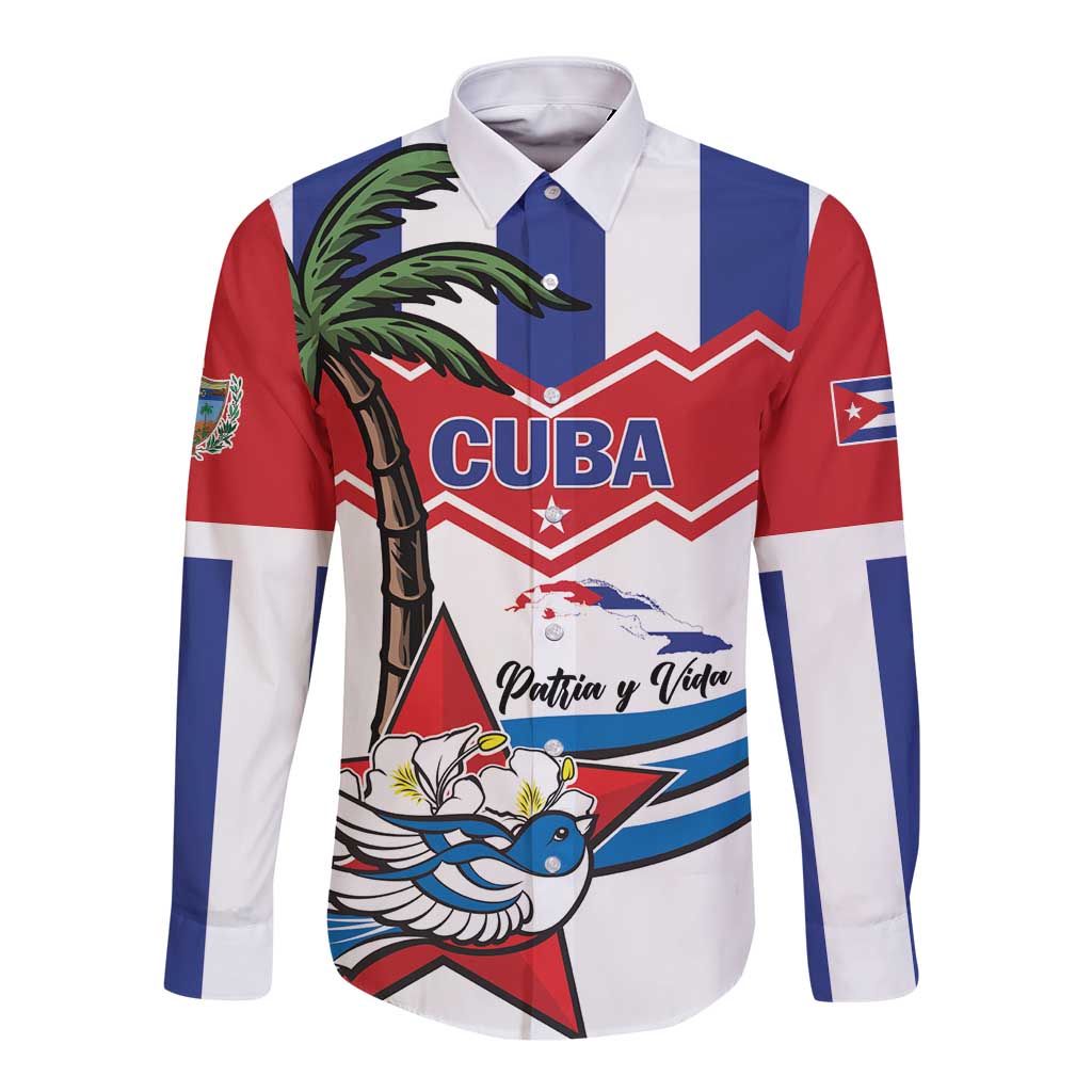 Cuba Patria Y Vida Long Sleeve Button Shirt Cuban Trogon Unique - Wonder Print Shop