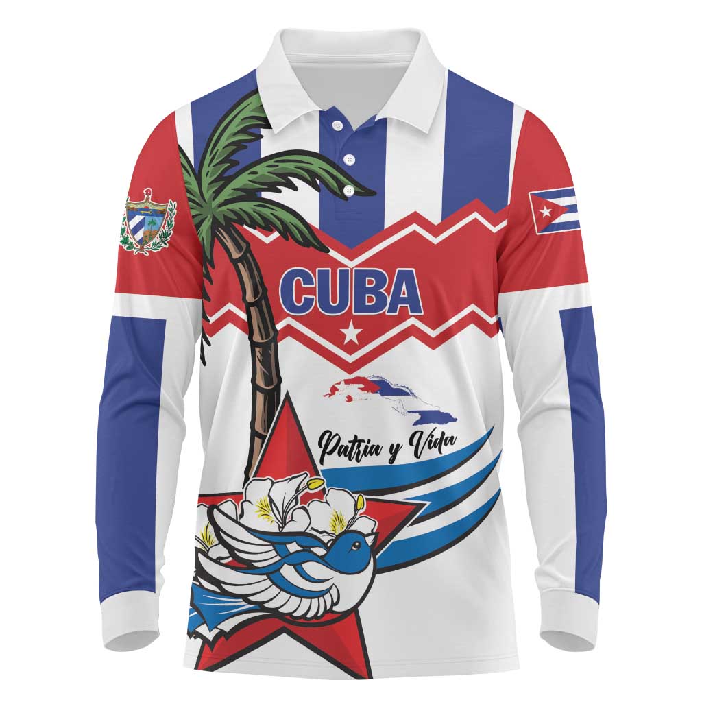 Cuba Patria Y Vida Long Sleeve Polo Shirt Cuban Trogon Unique - Wonder Print Shop