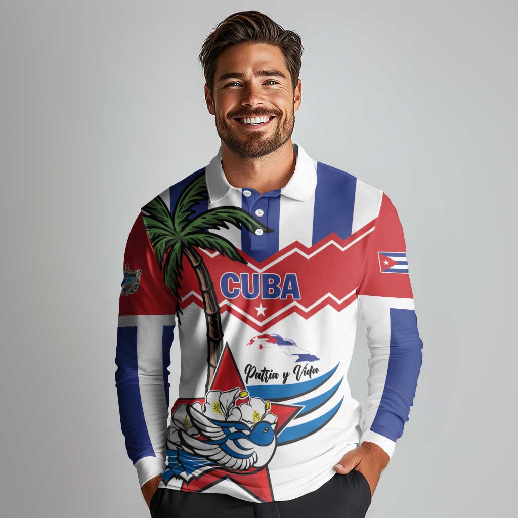Cuba Patria Y Vida Long Sleeve Polo Shirt Cuban Trogon Unique - Wonder Print Shop