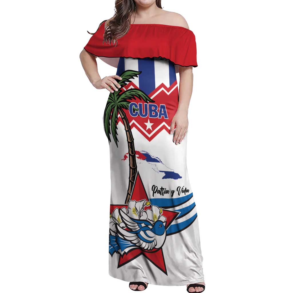 Cuba Patria Y Vida Off Shoulder Maxi Dress Cuban Trogon Unique - Wonder Print Shop