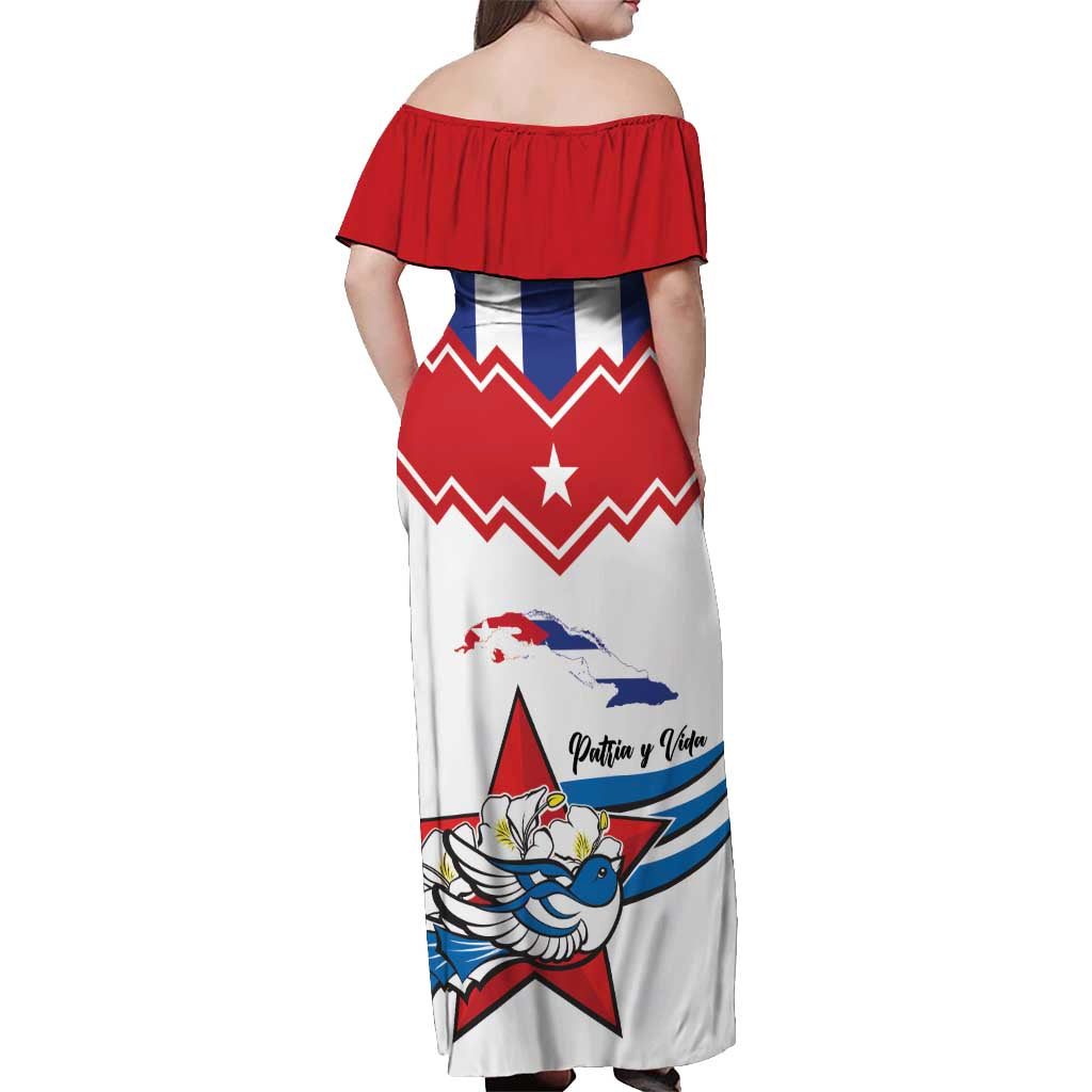 Cuba Patria Y Vida Off Shoulder Maxi Dress Cuban Trogon Unique - Wonder Print Shop
