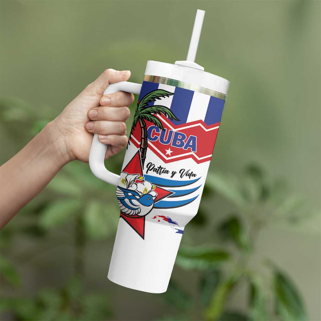 Cuba Patria Y Vida Tumbler With Handle Cuban Trogon Unique - Wonder Print Shop