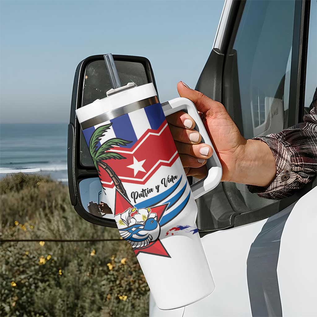 Cuba Patria Y Vida Tumbler With Handle Cuban Trogon Unique - Wonder Print Shop