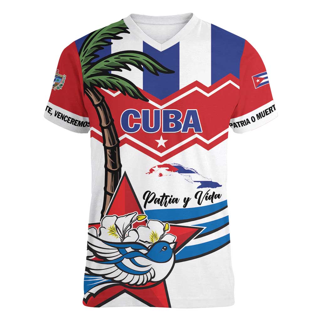 Cuba Patria Y Vida Women V-Neck T-Shirt Cuban Trogon Unique - Wonder Print Shop