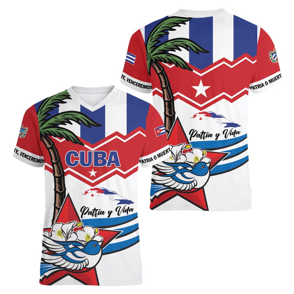 Cuba Patria Y Vida Women V-Neck T-Shirt Cuban Trogon Unique - Wonder Print Shop