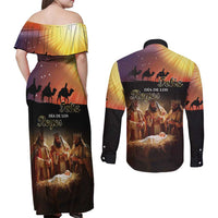 Three Kings Day Couples Matching Off Shoulder Maxi Dress and Long Sleeve Button Shirt Epiphany Dia de los Reyes - Wonder Print Shop