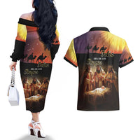 Three Kings Day Couples Matching Off The Shoulder Long Sleeve Dress and Hawaiian Shirt Epiphany Dia de los Reyes - Wonder Print Shop