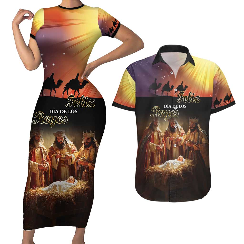 Three Kings Day Couples Matching Short Sleeve Bodycon Dress and Hawaiian Shirt Epiphany Dia de los Reyes - Wonder Print Shop