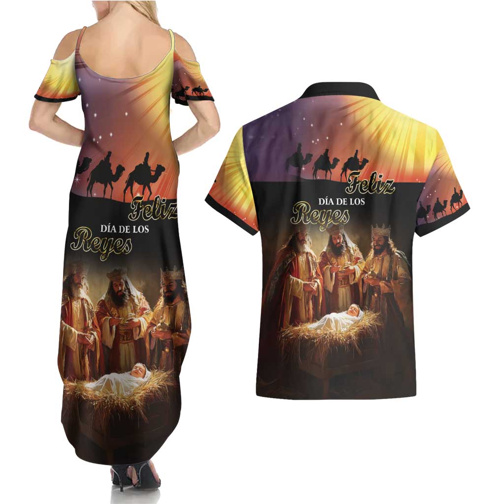 Three Kings Day Couples Matching Summer Maxi Dress and Hawaiian Shirt Epiphany Dia de los Reyes - Wonder Print Shop