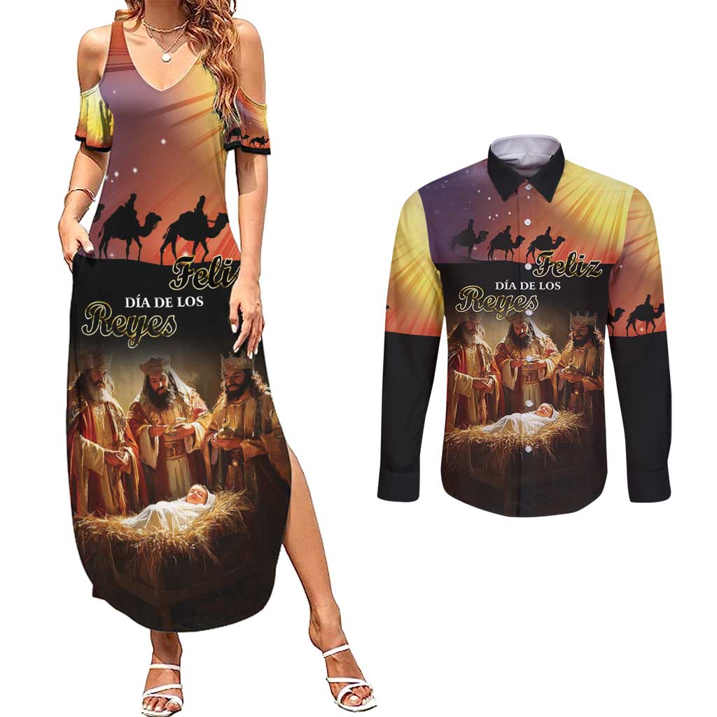 Three Kings Day Couples Matching Summer Maxi Dress and Long Sleeve Button Shirt Epiphany Dia de los Reyes - Wonder Print Shop