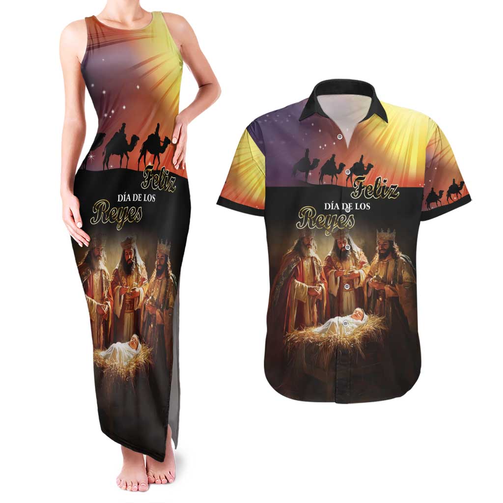 Three Kings Day Couples Matching Tank Maxi Dress and Hawaiian Shirt Epiphany Dia de los Reyes - Wonder Print Shop
