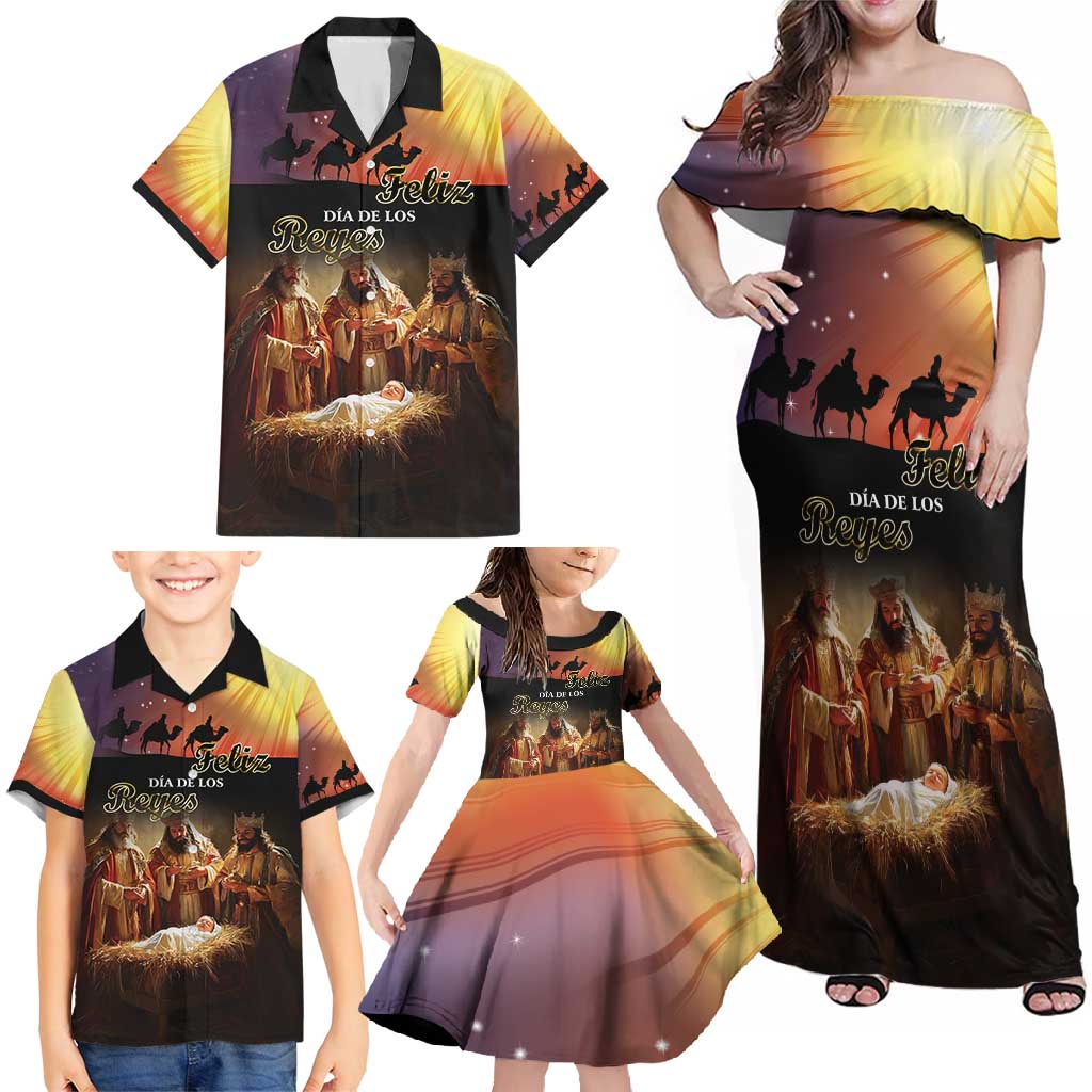 Three Kings Day Family Matching Off Shoulder Maxi Dress and Hawaiian Shirt Epiphany Dia de los Reyes - Wonder Print Shop