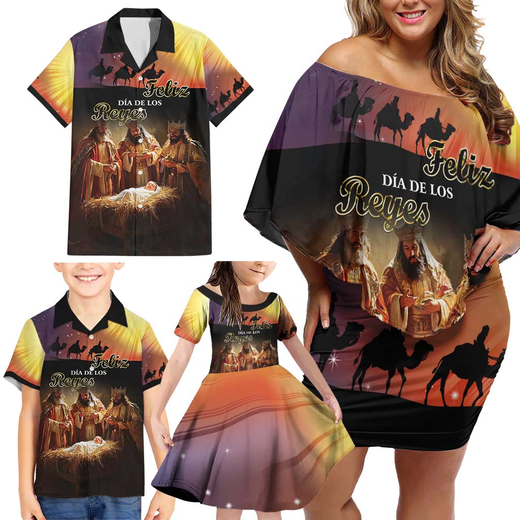 Three Kings Day Family Matching Off Shoulder Short Dress and Hawaiian Shirt Epiphany Dia de los Reyes - Wonder Print Shop