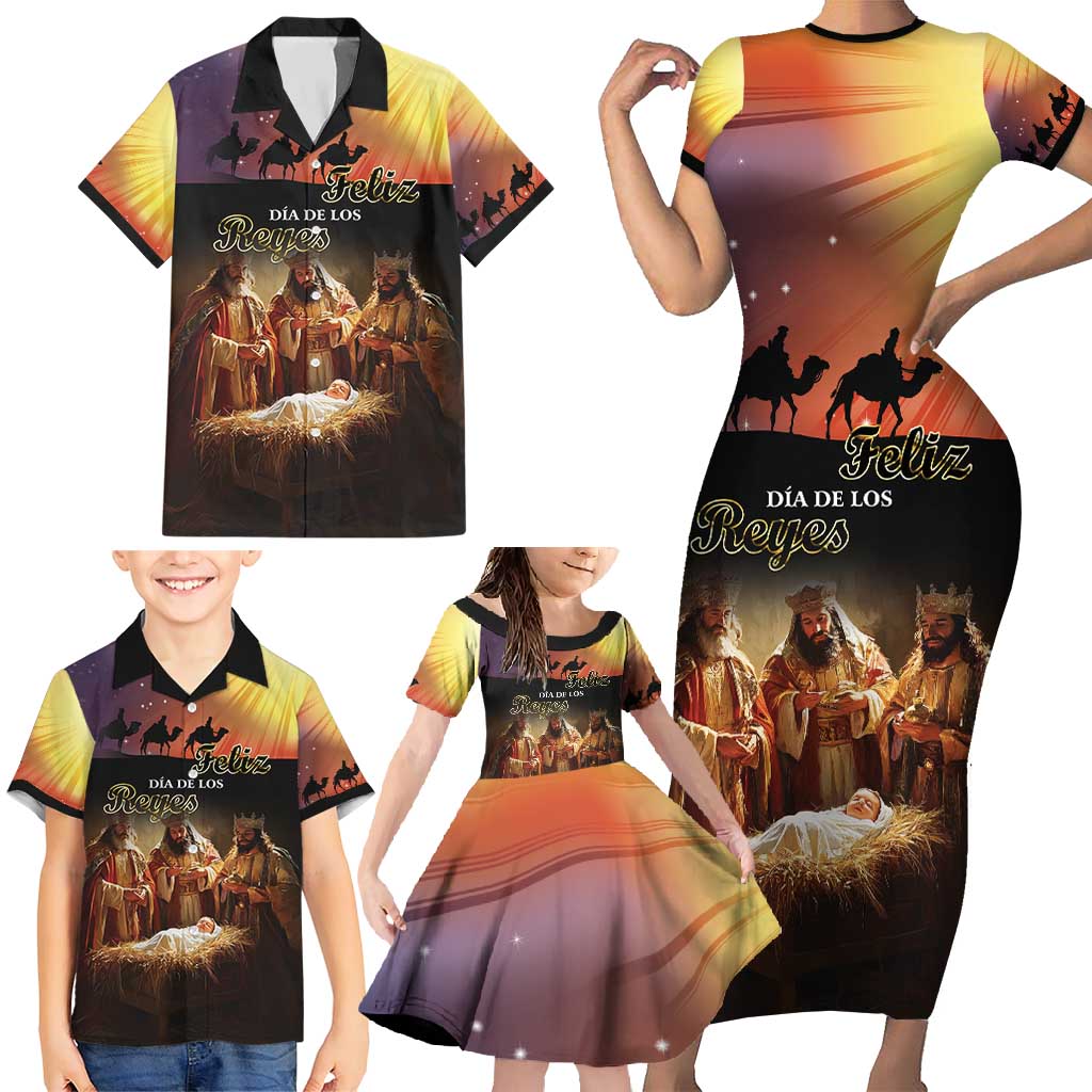 Three Kings Day Family Matching Short Sleeve Bodycon Dress and Hawaiian Shirt Epiphany Dia de los Reyes - Wonder Print Shop