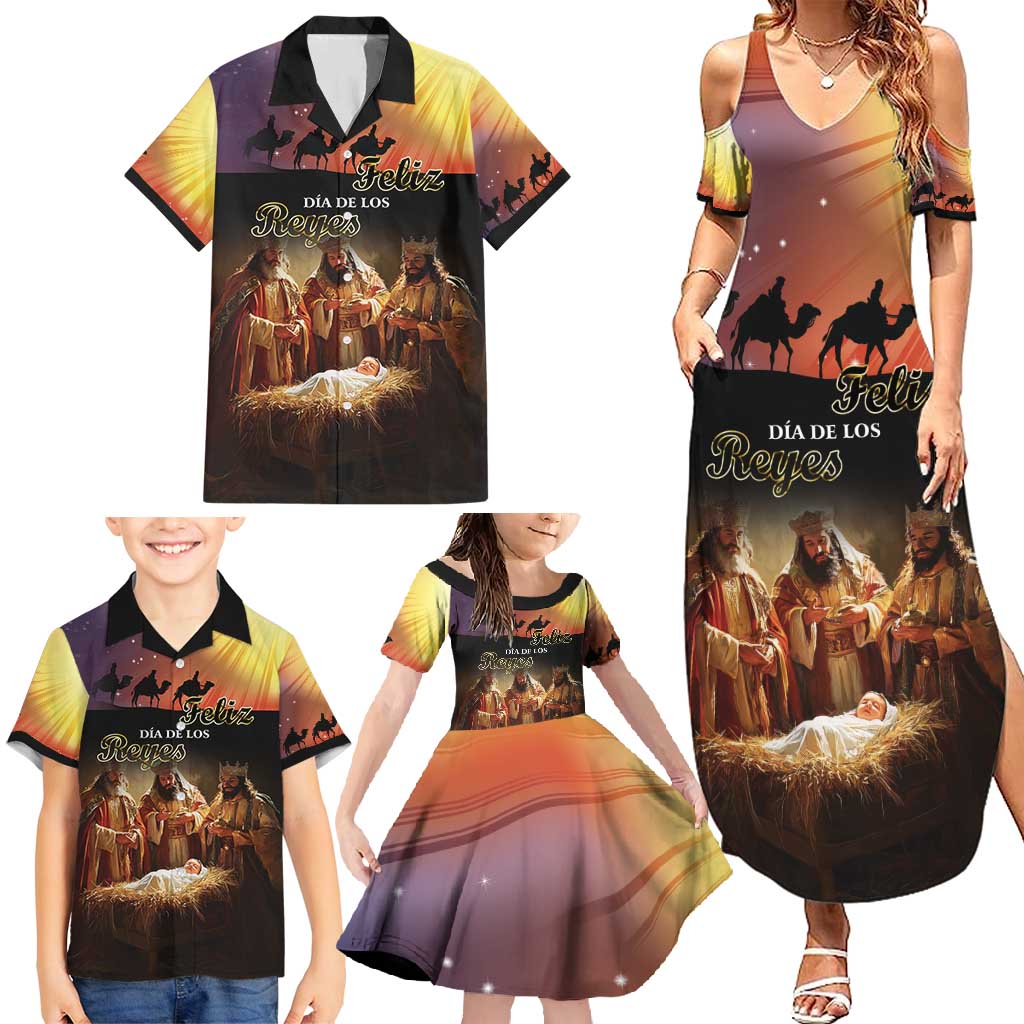 Three Kings Day Family Matching Summer Maxi Dress and Hawaiian Shirt Epiphany Dia de los Reyes - Wonder Print Shop