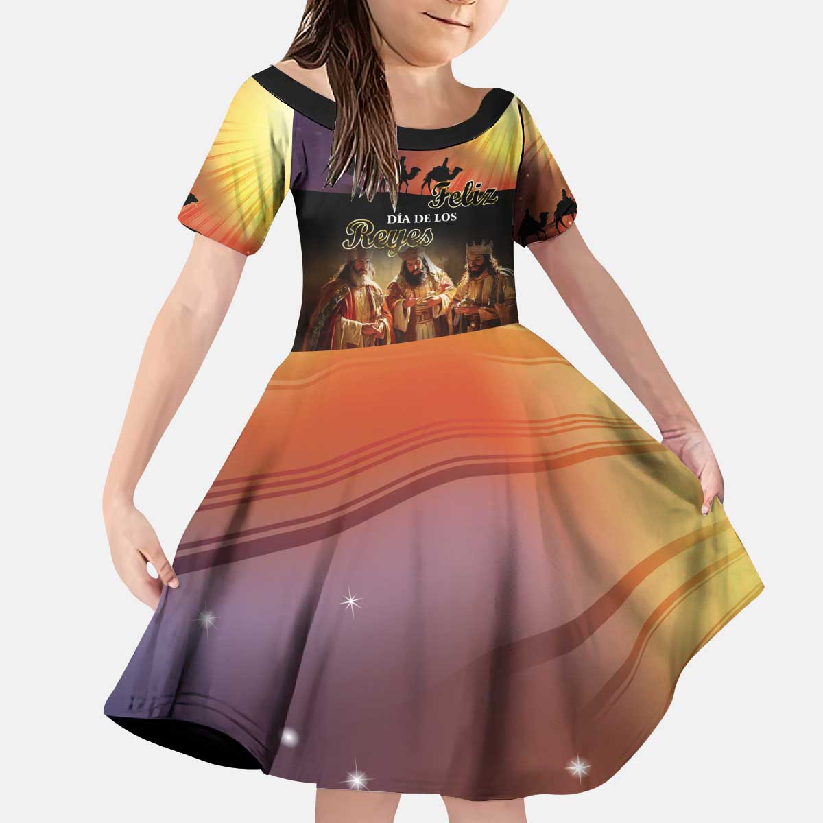 Three Kings Day Kid Short Sleeve Dress Epiphany Dia de los Reyes - Wonder Print Shop