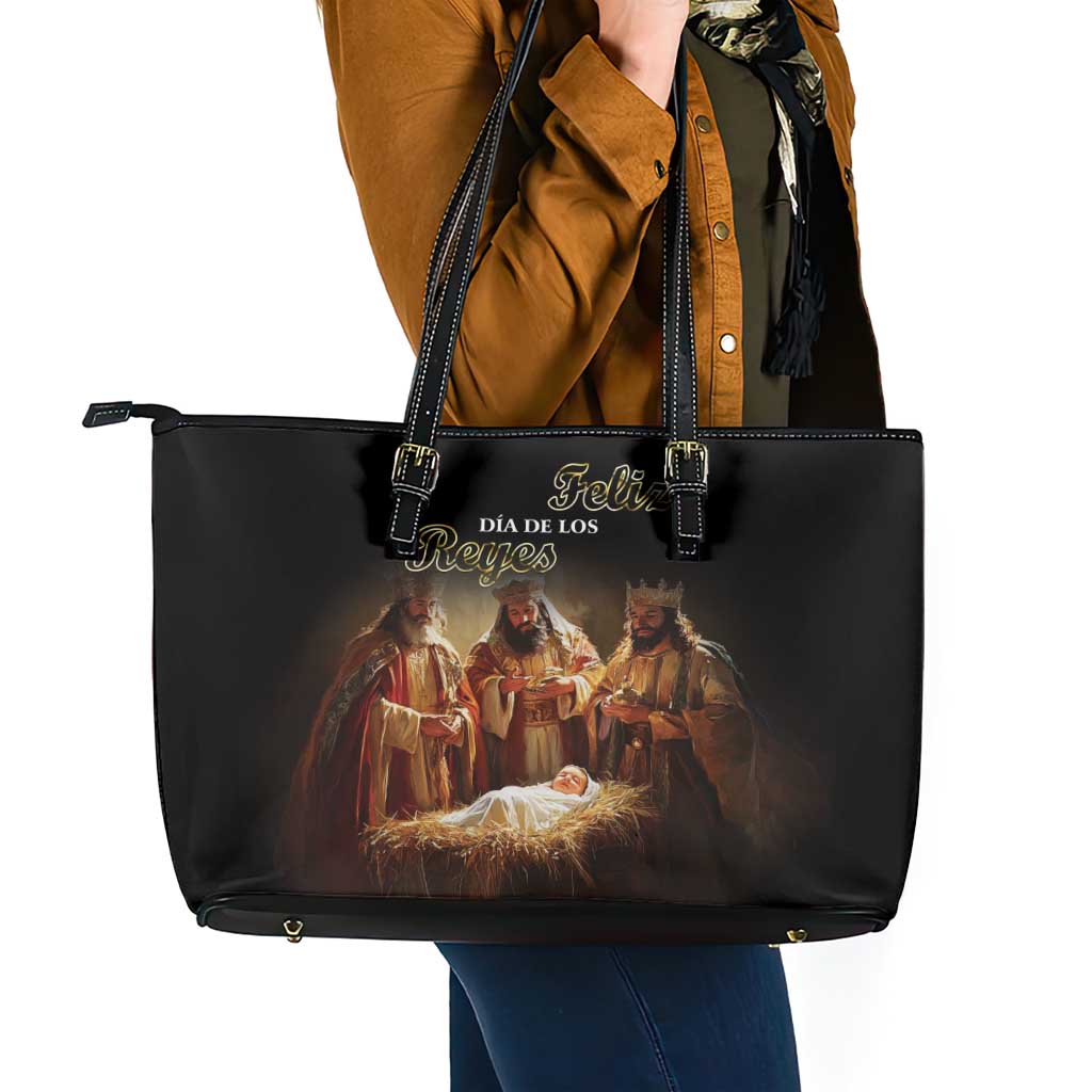 Three Kings Day Leather Tote Bag Epiphany Dia de los Reyes - Wonder Print Shop