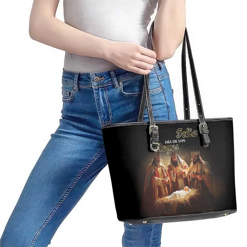 Three Kings Day Leather Tote Bag Epiphany Dia de los Reyes - Wonder Print Shop