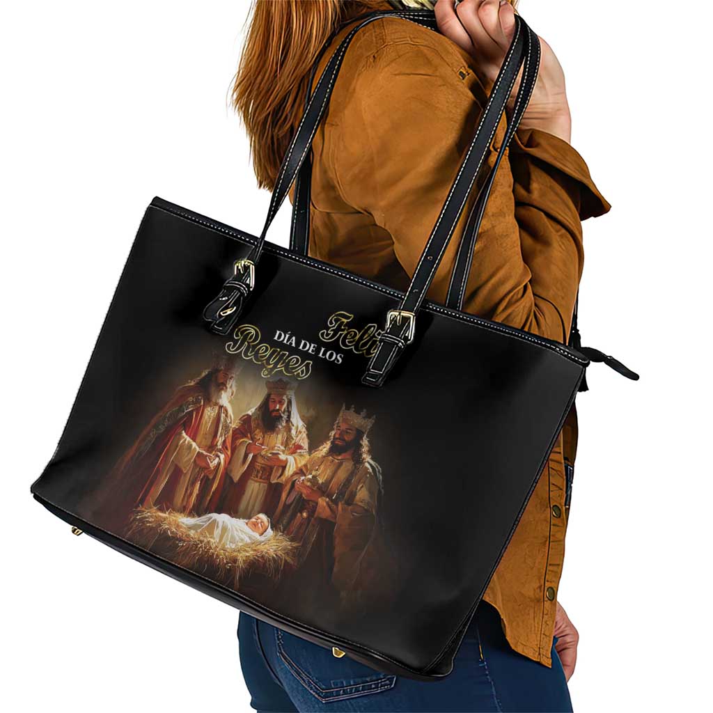 Three Kings Day Leather Tote Bag Epiphany Dia de los Reyes - Wonder Print Shop