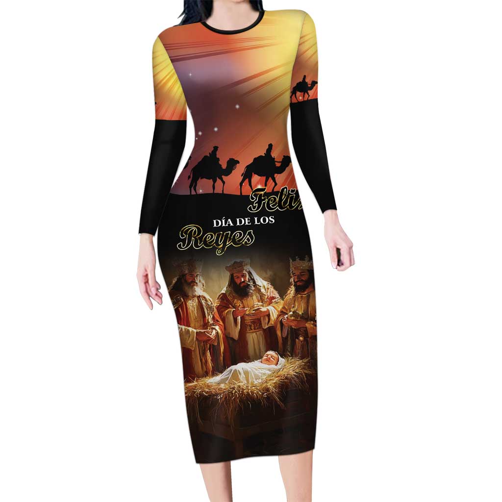 Three Kings Day Long Sleeve Bodycon Dress Epiphany Dia de los Reyes - Wonder Print Shop