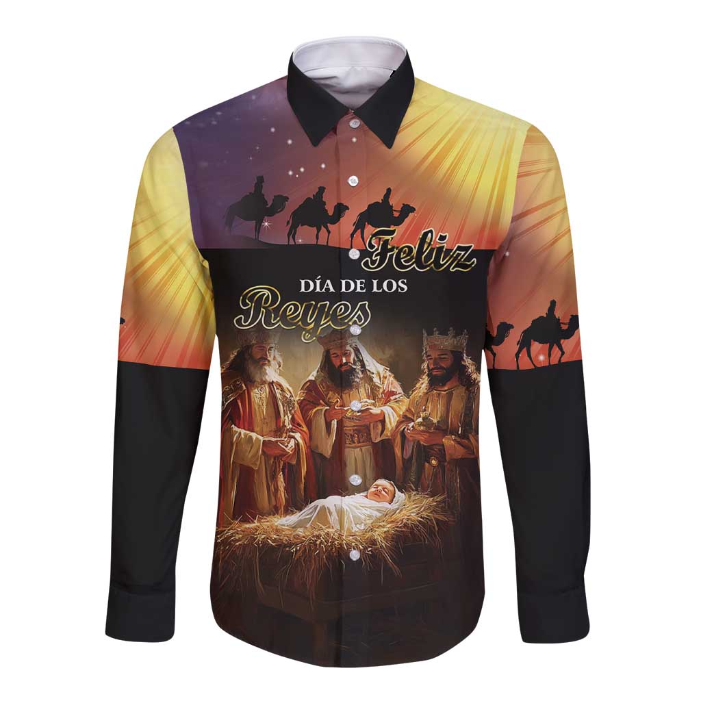 Three Kings Day Long Sleeve Button Shirt Epiphany Dia de los Reyes - Wonder Print Shop