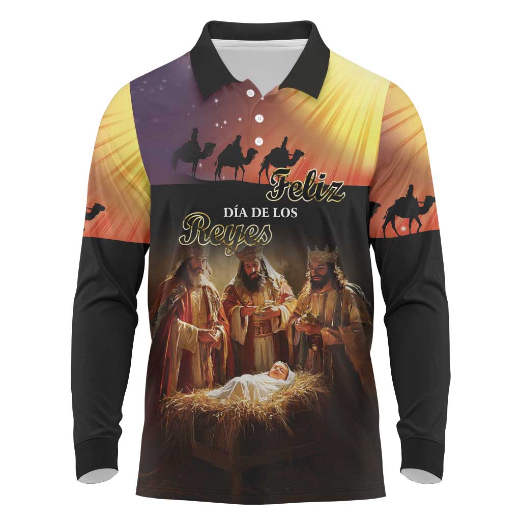 Three Kings Day Long Sleeve Polo Shirt Epiphany Dia de los Reyes - Wonder Print Shop