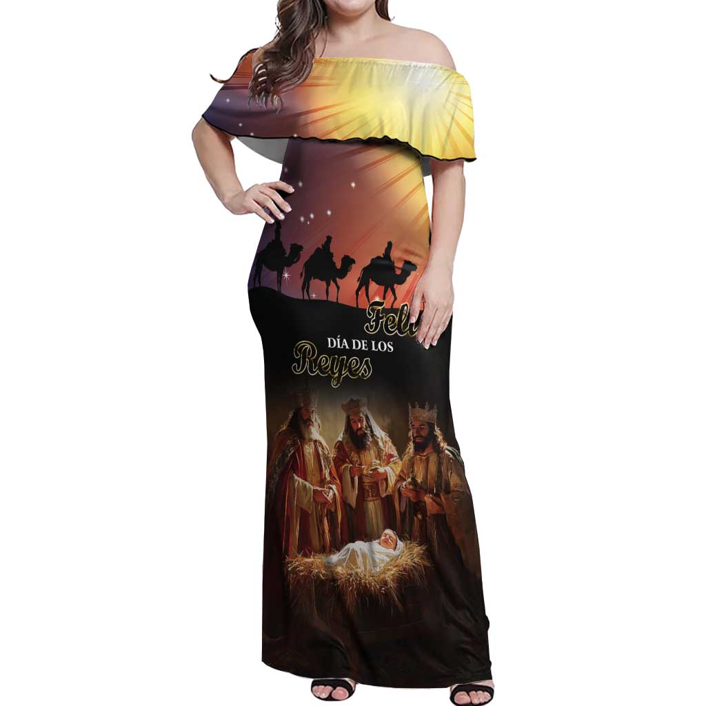 Three Kings Day Off Shoulder Maxi Dress Epiphany Dia de los Reyes - Wonder Print Shop