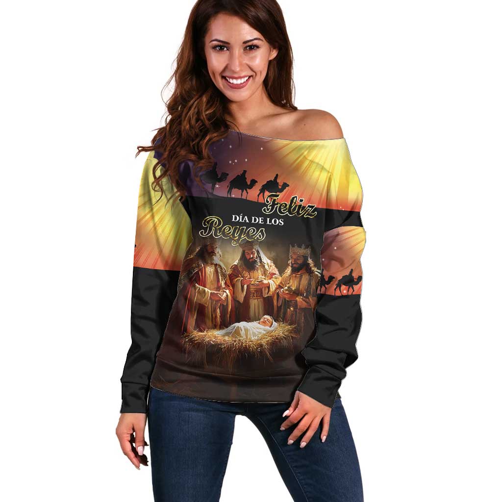 Three Kings Day Off Shoulder Sweater Epiphany Dia de los Reyes - Wonder Print Shop