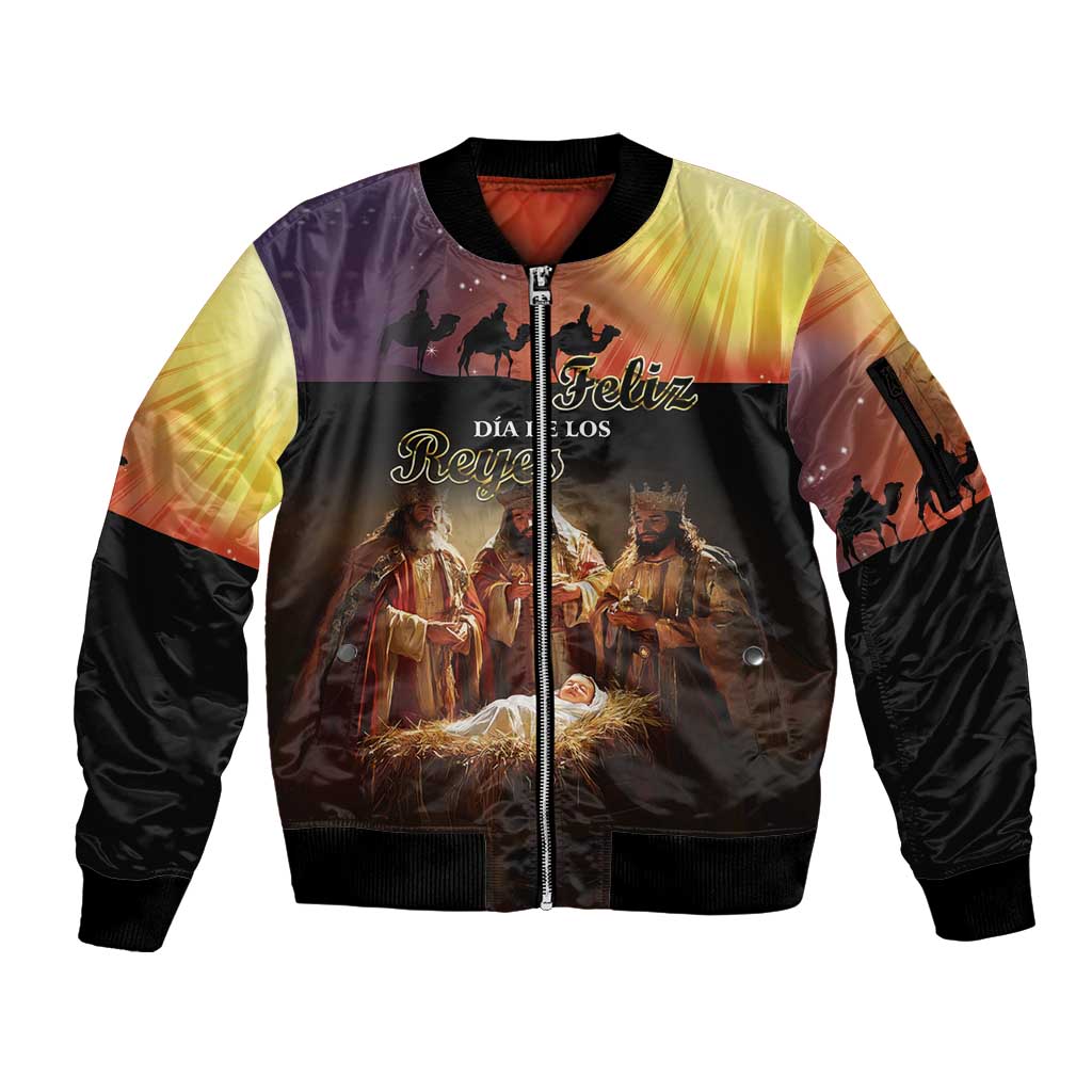 Three Kings Day Sleeve Zip Bomber Jacket Epiphany Dia de los Reyes - Wonder Print Shop