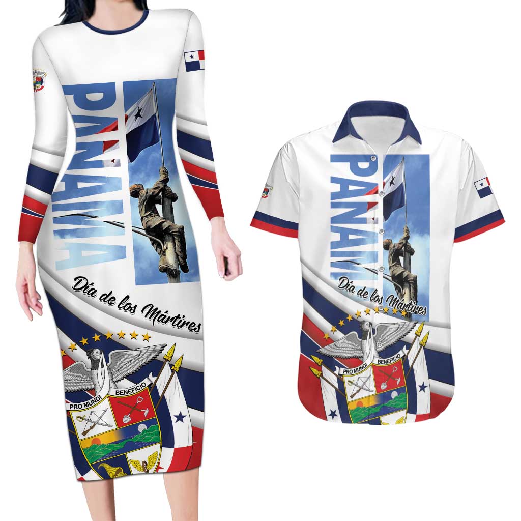 Panama Martyrs Day Couples Matching Long Sleeve Bodycon Dress and Hawaiian Shirt Dia de los Martires - Wonder Print Shop