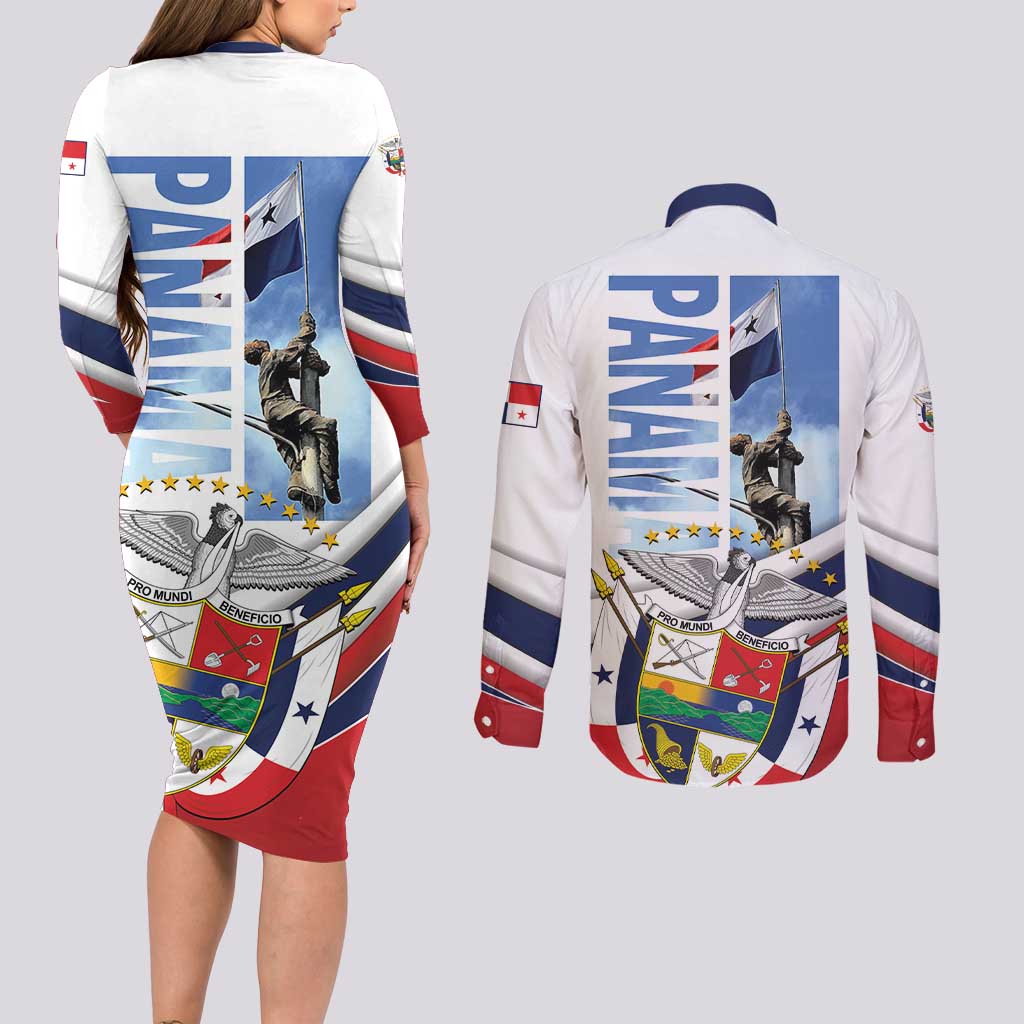 Panama Martyrs Day Couples Matching Long Sleeve Bodycon Dress and Long Sleeve Button Shirt Dia de los Martires - Wonder Print Shop