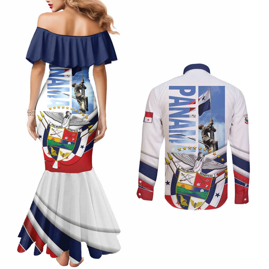 Panama Martyrs Day Couples Matching Mermaid Dress and Long Sleeve Button Shirt Dia de los Martires