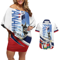 Panama Martyrs Day Couples Matching Off Shoulder Short Dress and Hawaiian Shirt Dia de los Martires - Wonder Print Shop