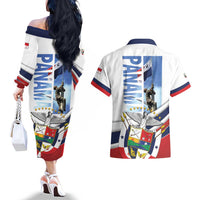 Panama Martyrs Day Couples Matching Off The Shoulder Long Sleeve Dress and Hawaiian Shirt Dia de los Martires - Wonder Print Shop